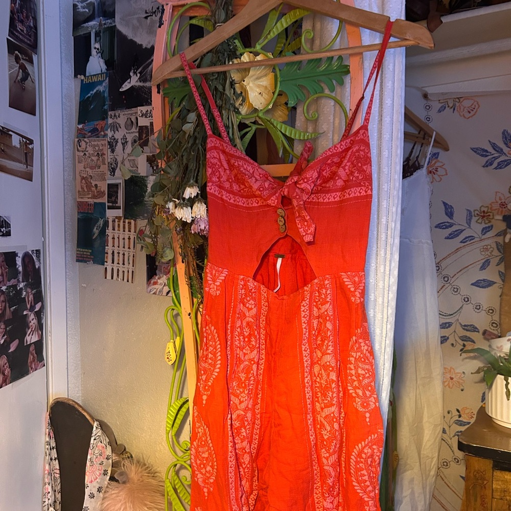 Red Paisley Sundress Free People rare